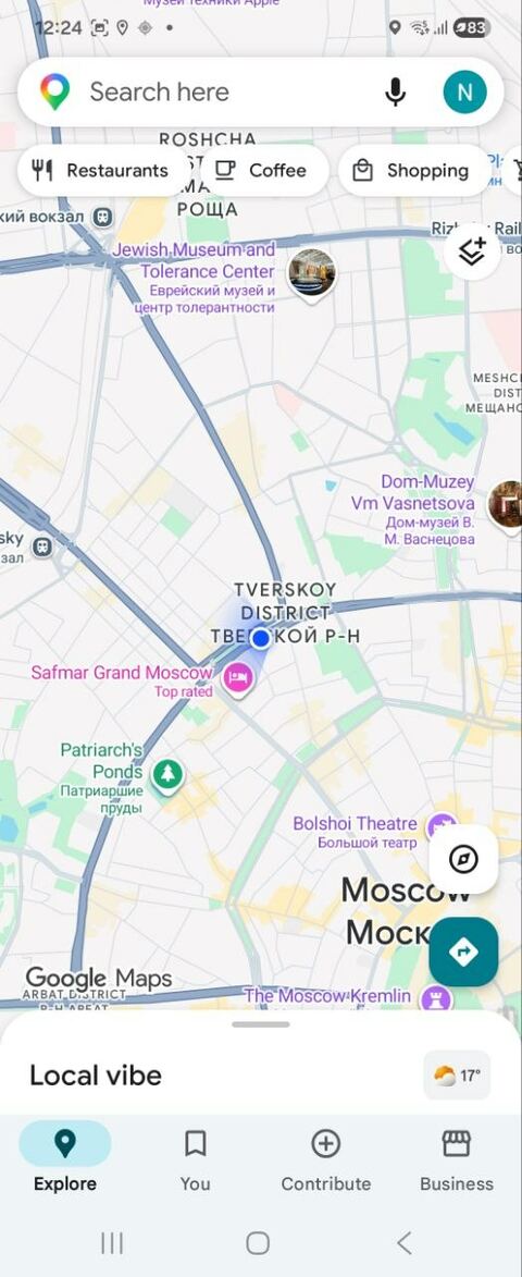Spoofed location shown in Google Maps